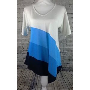 Cable & Gauge Asymmetrical Blouse Sz Petite M